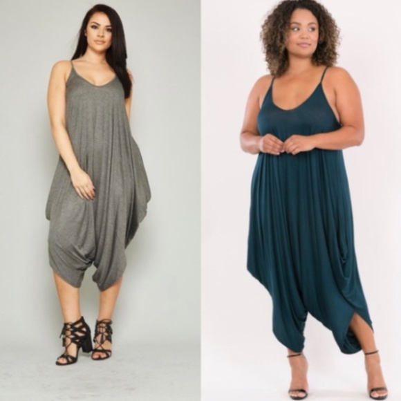 SB Glam Pants - Plus Size 3X Gray Harem Jumpsuit Heather